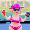 Solar Car Dashboard Decoration Cute Beach Girl Swing Ornament Couple Style Dancing Figure