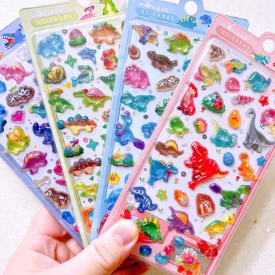 Pcs 1/4 Vibrant Multi-Colored Dinosaur World Cartoon 3D Relief Stickers Scrapbooking Diy Journal Cute Stationery Sticker School Gift