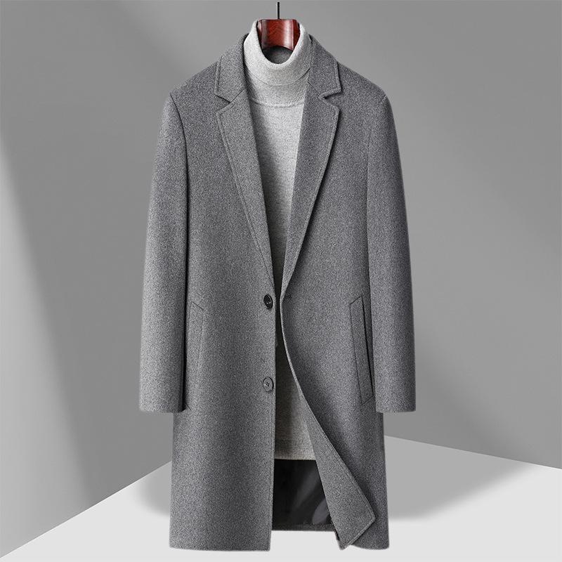 Men's Wool Coat Winter Medium and Long Cotton Thickened Suit Collar Fashion Woolen Jacket Men's Korean Version Trend