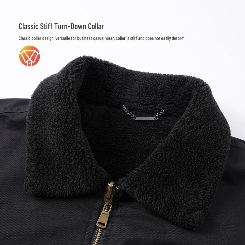 MONTAGUT Men's Reversible Cotton Lamb Fleece Winter Jacket