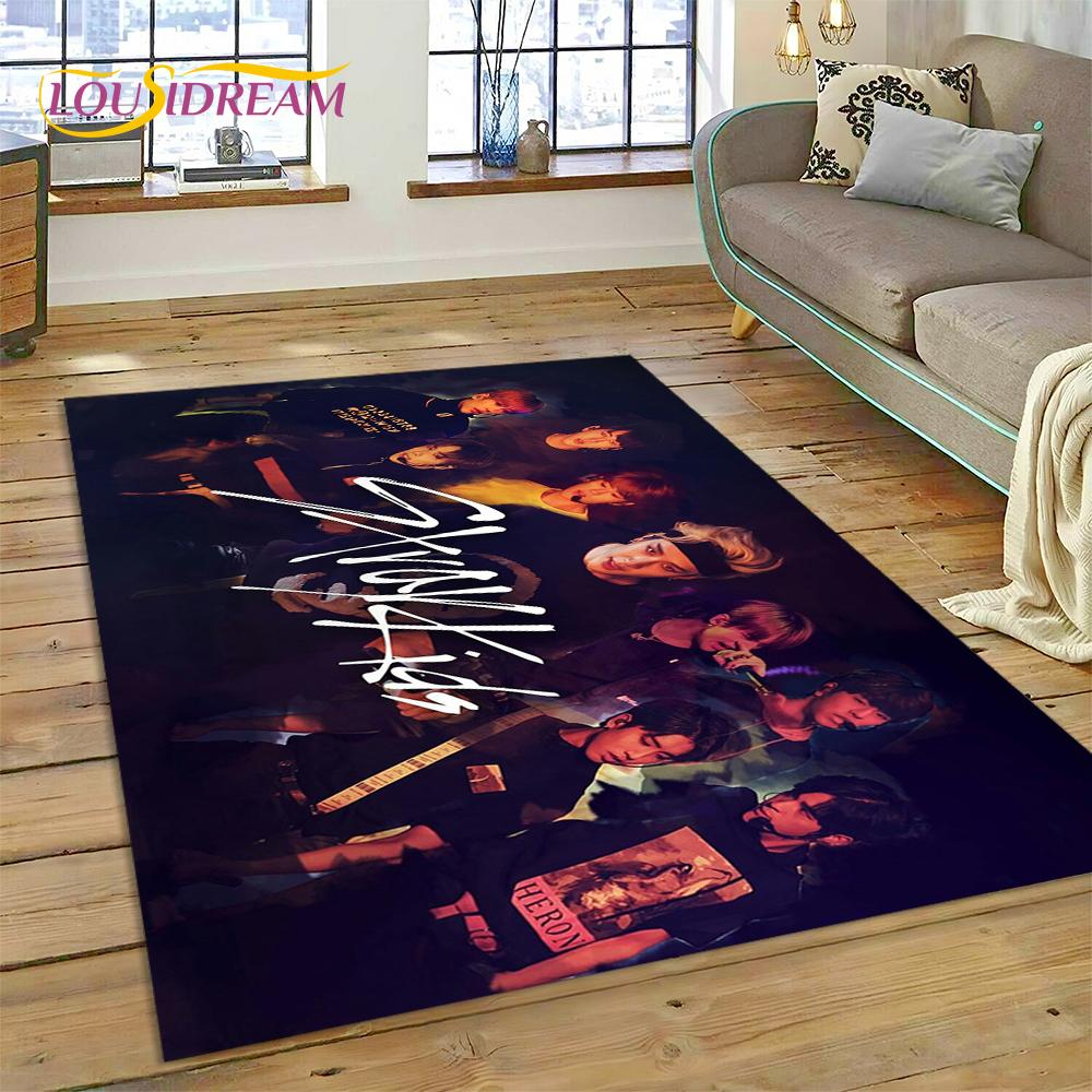 HD Korea Kpop Stray Kids 3D Singer Rug Carpet for Living Room Bedroom Home Decor,Floor Mat Non-slip Decoration for Sofa Doormat