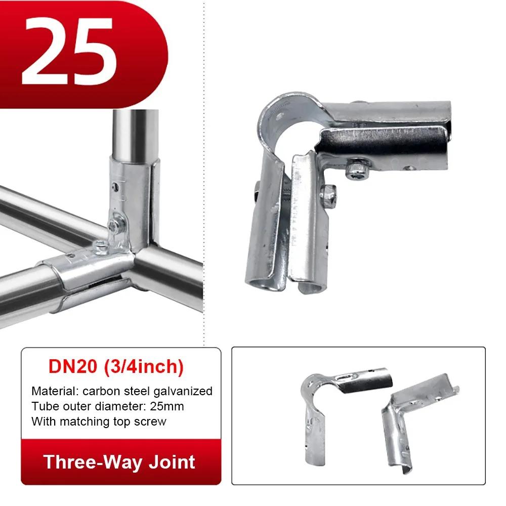 1Pcs Durable Carbon Steel Galvanized Pipe Joint Round 20/25/32mm Tube Connector Fixed Clamp Furniture Hardware