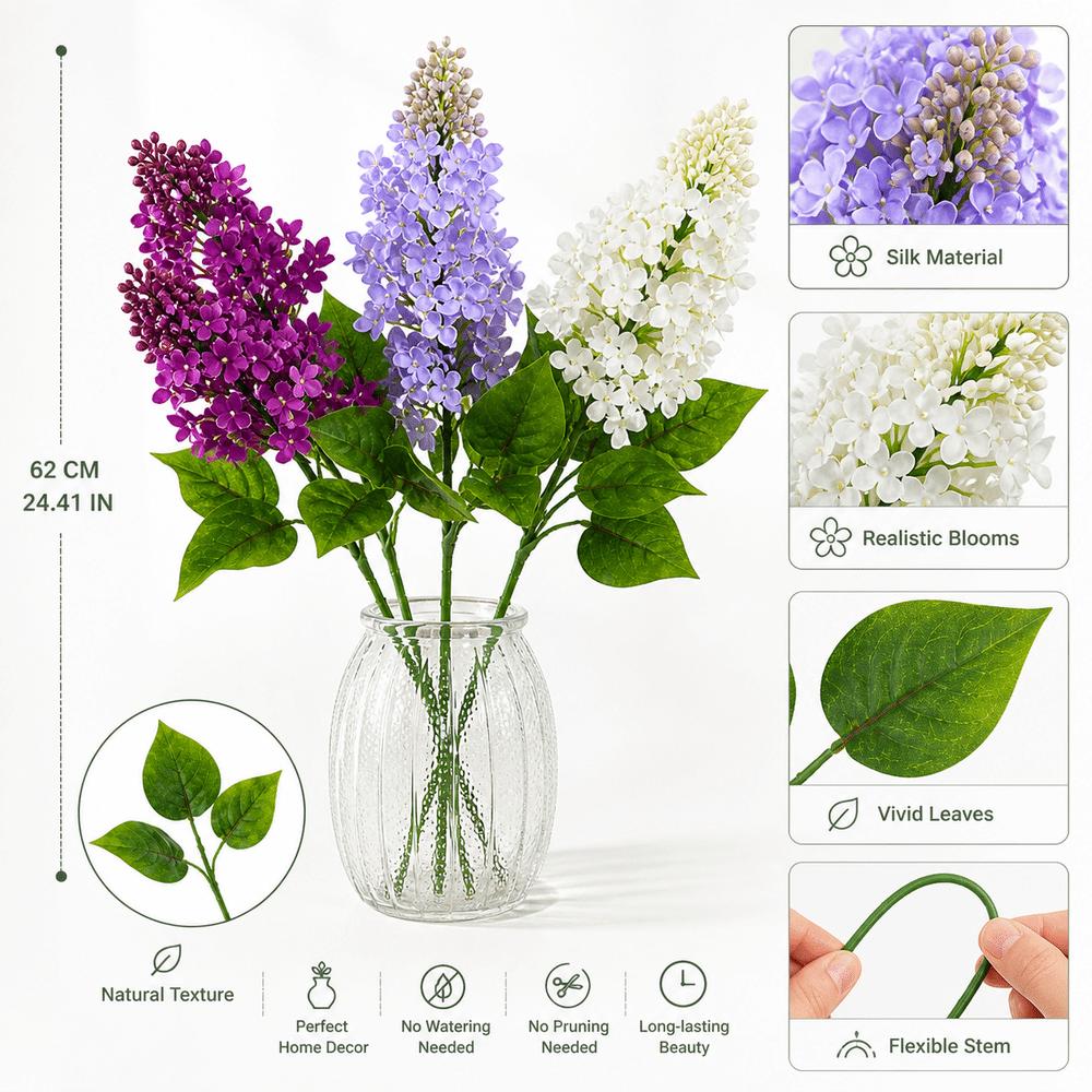 New Silk Artificial Lilac Flower Decorative Handmade Craft Simulation Flowers Fake Wedding Bouquet Wedding Venue Decor