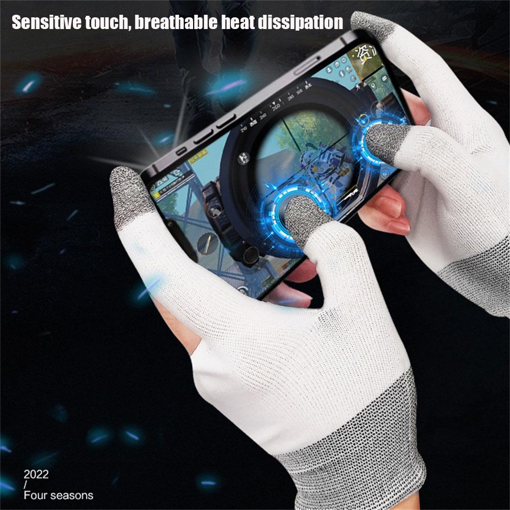 1 Pair 2-finger Gaming Gloves Breathable Anti-sweat Compatible For Gaming Eat Chicken Touch-screen Fingertips