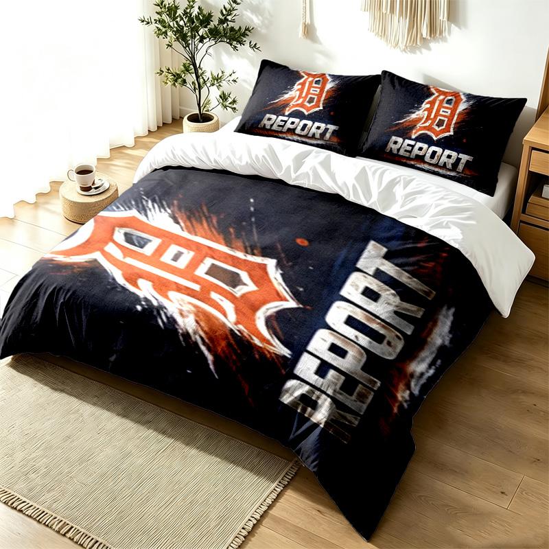 Detroit Tigers 3pc Duvet Cover Set Simple Modern Bedding Set Wrinkle Resistant Soft Fabric All Season Use a Perfect Gift