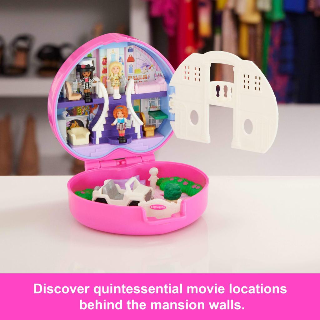 Polly Pocket x Clueless Collector Compact, Micro Doll and Playset, 5 Themed Accessory Toy Vehicles, Cher, Dionne, and Ty.
