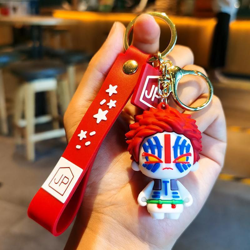 Anime Q Version Demon Slayer PVC Keychain Cute Nezuko Agatsuma Zenitsu Character Bag Pendant Car Anime Accessories Keychain
