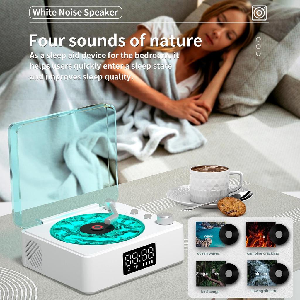 Mini Retro White Noise Bluetooth Speaker Portable Vintage Sleep Aid Bluetooth Speaker Subwoofer With RGB Light Support TF Card