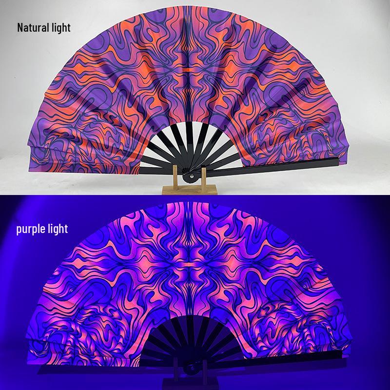 Leuchtender faltbarer Kung-Fu-Party-Fächer mit UV-fluoreszierender Leuchtkraft