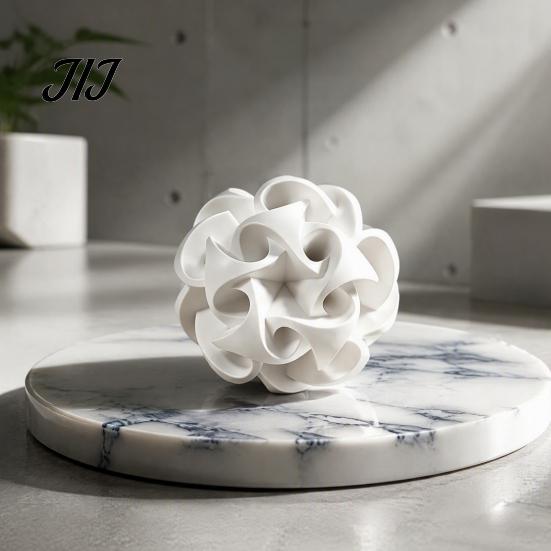 Versatile Office Desk Accessories 3D Printed Geometric Hollow Sphere Sculpture, Abstract Twisted Flower Fine Craftsmanship Decor Ball Ornament, Modern