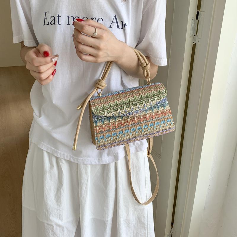 Fashionable woven style small square bag women fashion handbag simple 2025 summer new shoulder cross-body bag
