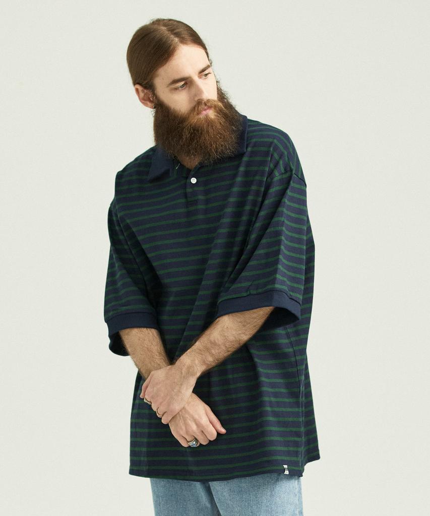CARGOBROS Cb Oversized Striped Pk T-Shirt (Green/Navy)