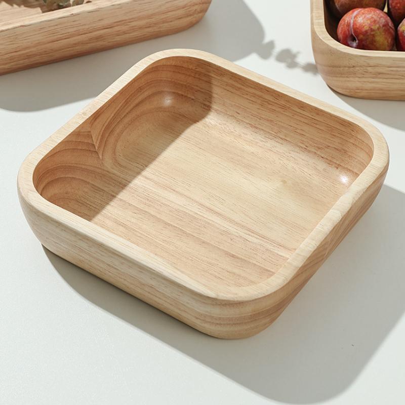 1 Stück Japanische Quadratische Holzschale Hochwertige Kreative Eichenholz Obstsalatschale Dessert Snacks Schale Küchenzubehör