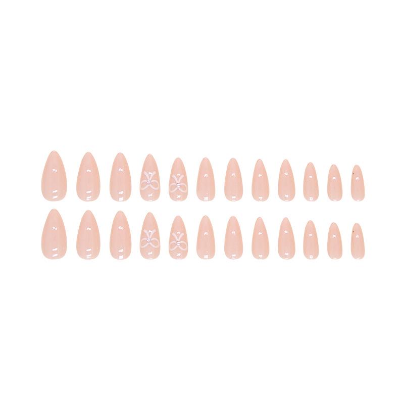 Cute Bowknot Almond-Shaped Press-on Nail Art Medium-Length False Nails