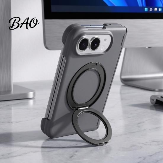 Drop Resistant Phone Accessory Magnetic Folding Case for IPhoneDuo, Hands Free Viewing with 360 Degree Protective Cover Rotating Ring Stand,