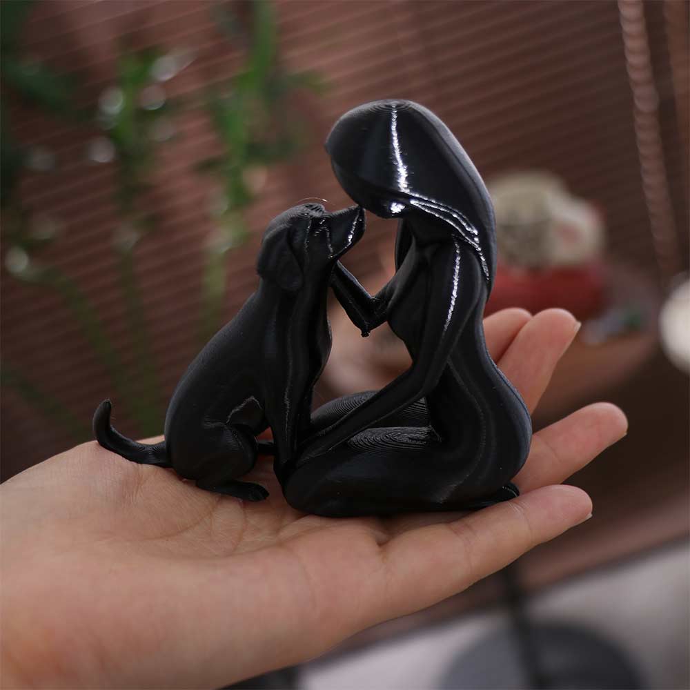 Minimalistische Frau und Hund Freundschaftsskulptur Haustierliebhaber Kunst Schreibtisch Hundestatue Wohnzimmer
