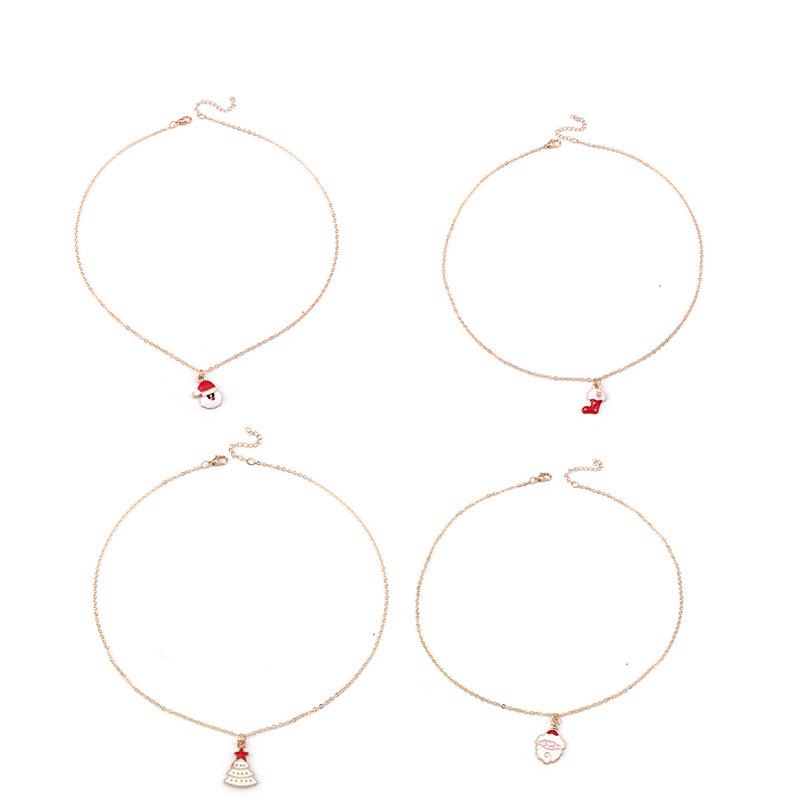 Christmas Jewelry Set: Santa Claus, Tree, Stocking Necklace for Sweater