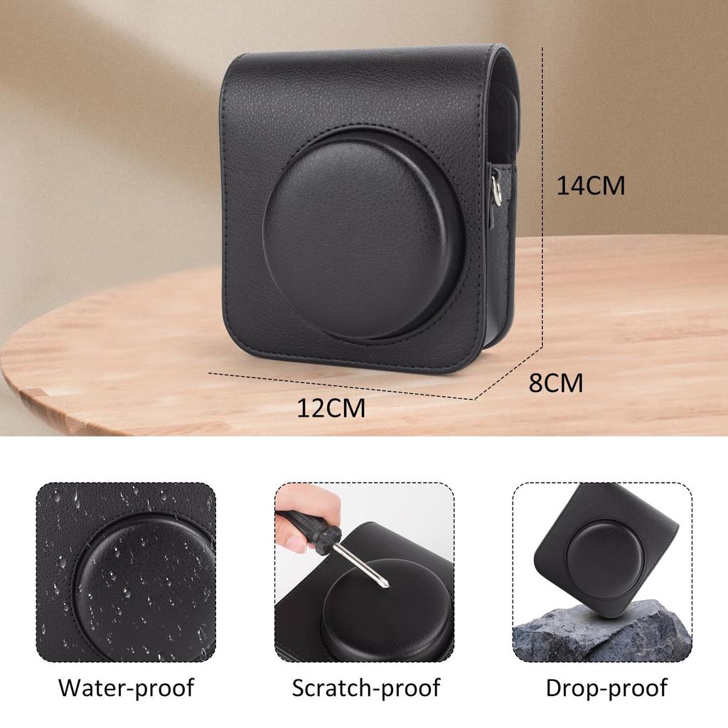 HIYQIN Fuji Instax Mini 41 Camera Case with Magnetic Photo Frame, Protective Cover, and Carrying Bag with Shoulder Strap - Black