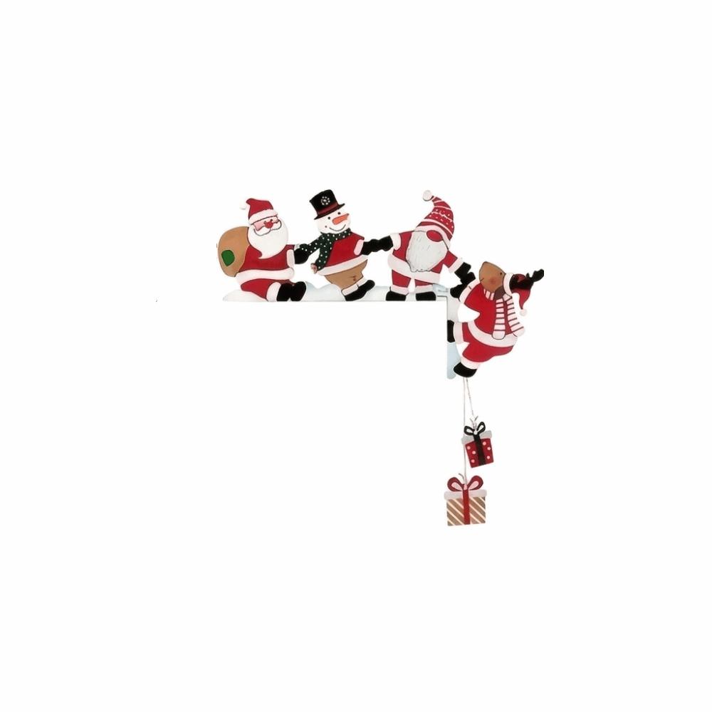 Wooden Christmas Door Corner Sign Cartoon Door Frame Trim Santa Claus Door Frame  Home