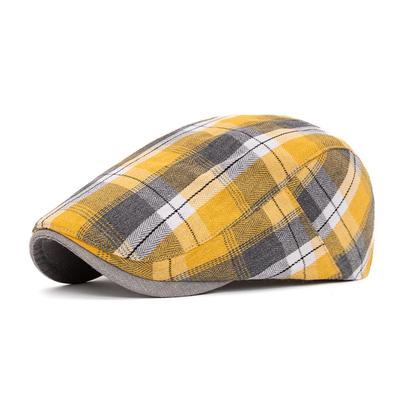 Bunte karierte Baskenmütze für Damen und Herren, modische, moderne Mütze, schmales Design, britische Retro-Schiebermütze für Frühling und Herbst