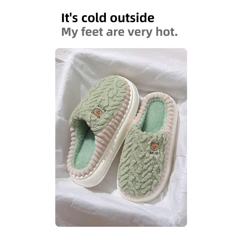 Cotton Slippers for Women, Autumn and Winter, Indoor, Anti Slip, Household, Couple, Woolen Slippers for Men, Winter Cotton Shoes