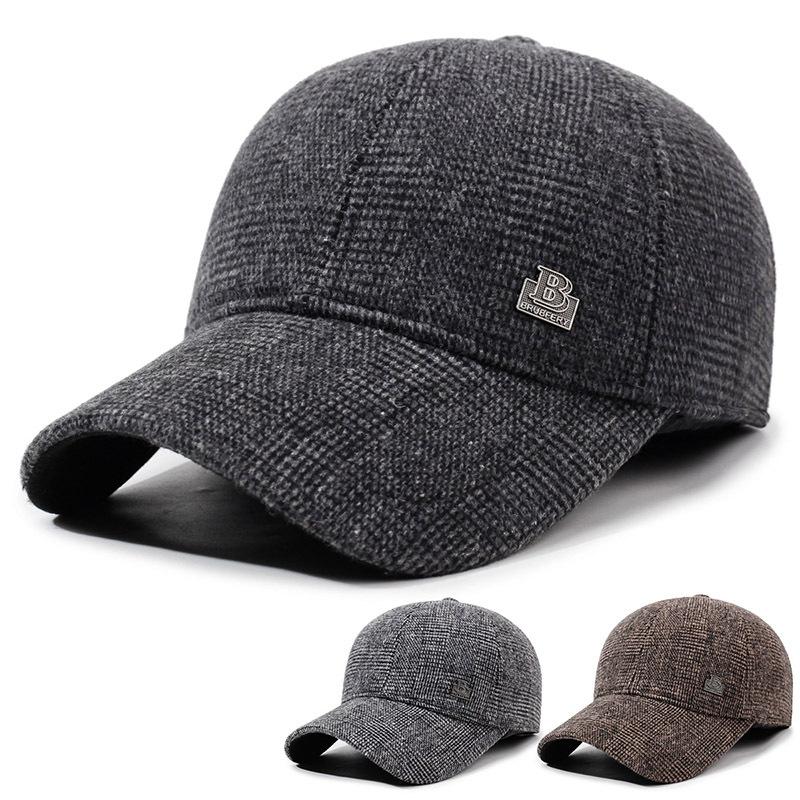 Winter Middle-Aged and Elderly Hat Men's Outdoor Baseball Cap Father Velvet Thick Cold-Proof Warm Ear Protection Cotton Cap