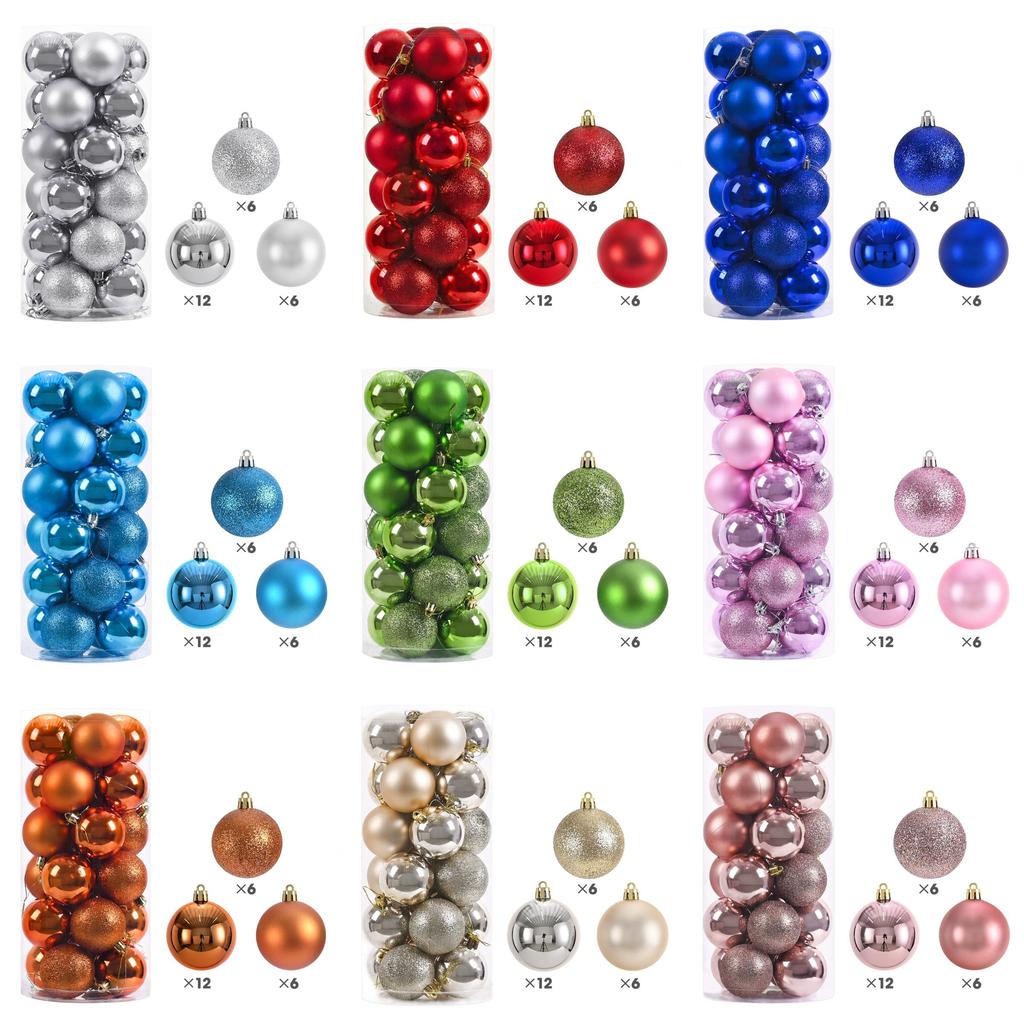 Christmas Decor Ball Set With Plastic Ornaments For Festive Tree And Home Decoration