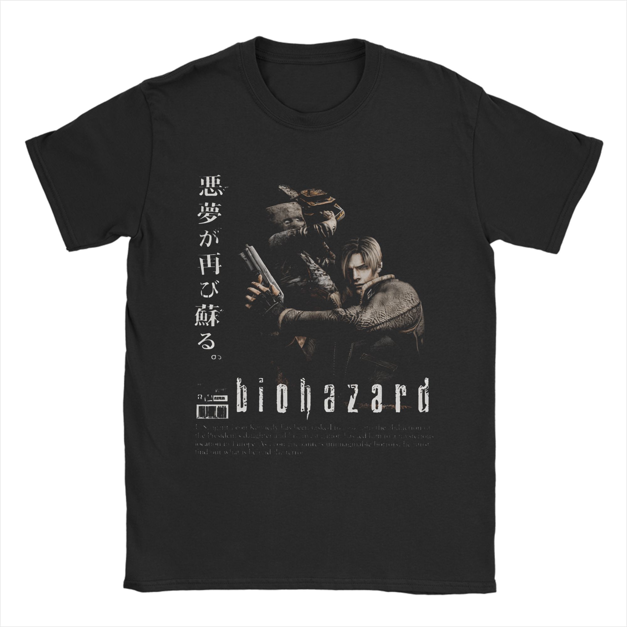 

Awesome Leon Kennedy collage TShirt for Men Round Collar Pure Cotton T Shirts Short Sleeve Tees Plus Size Clothing S