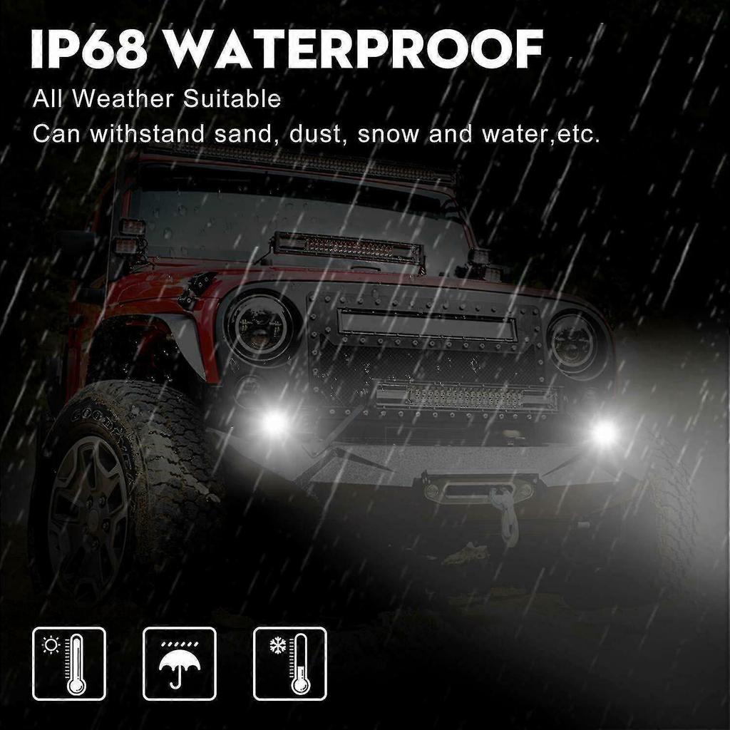 4x Led Work Light Pods Round Amber Spot Combo Light Amber Fog Lamp For Off Road Suv