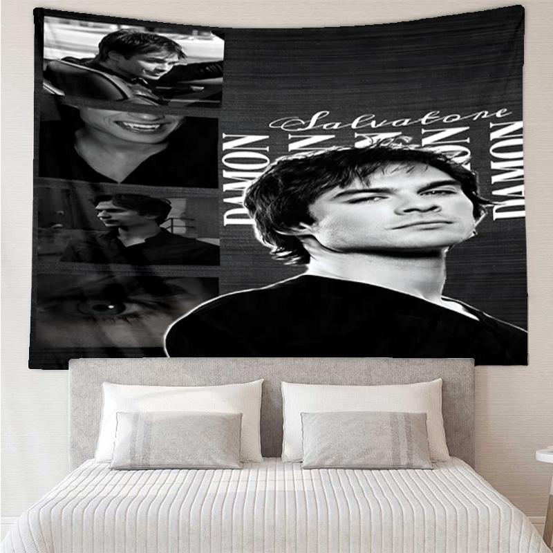 Damon Salvatore Romance Tapestry, Unique Design Tapestry, Wall Decor for Bedroom,Livingroom, Playroom,Heartwarming Fan Holiday Gifts