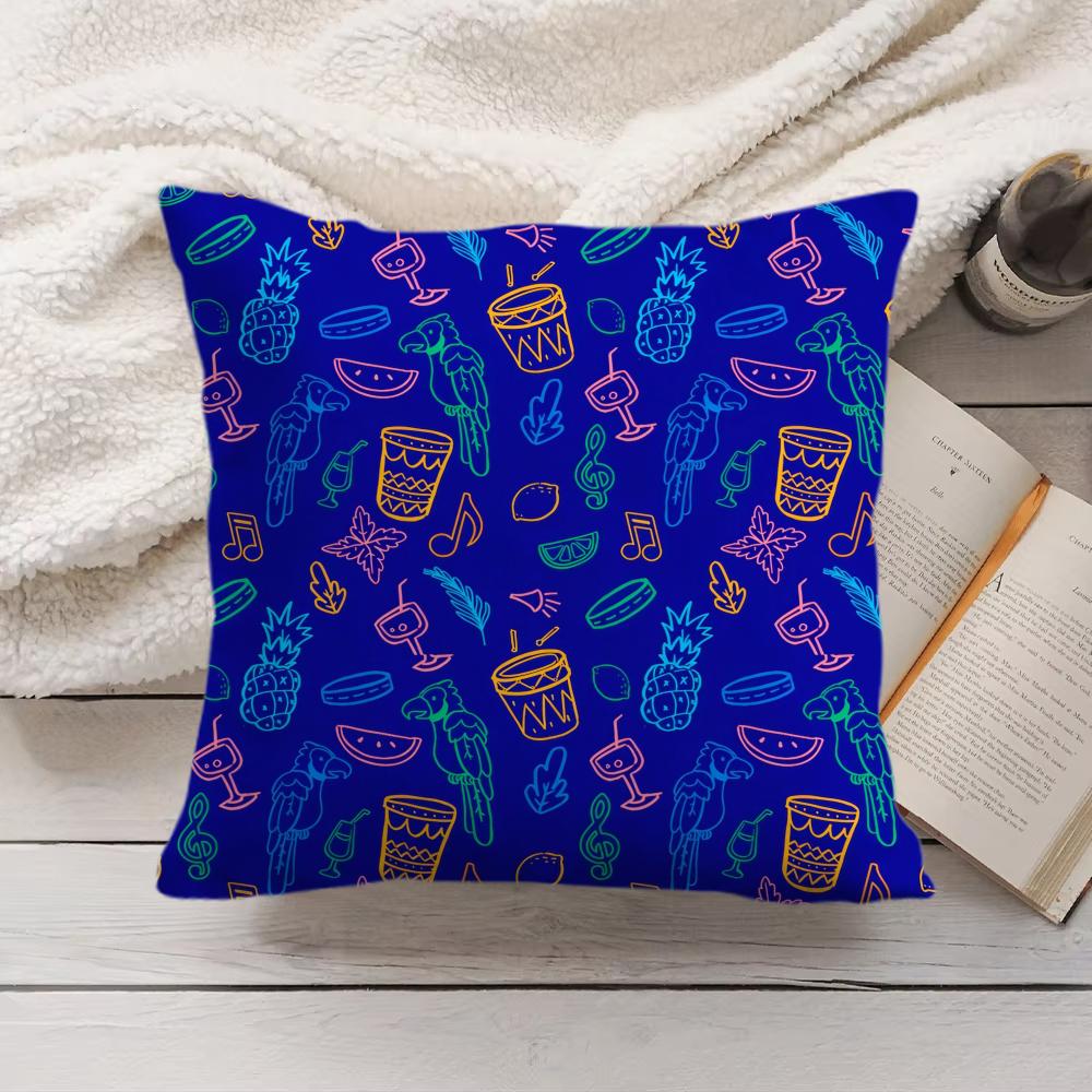 Cocktail Pattern Cushion Cover Soft Short Plush Pillow Cover Smooth Cozy Texture Aesthetic Cushion Case Home Decor