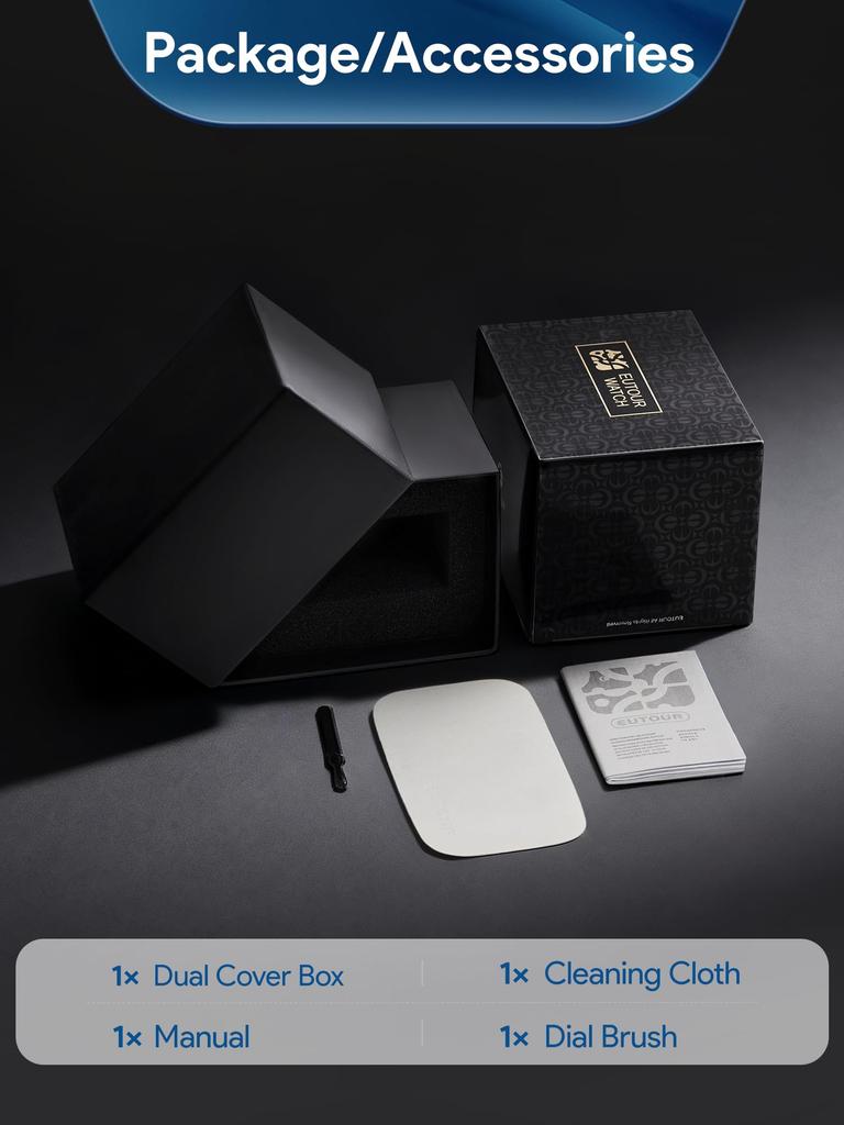 EUTOUR Magnetic Casual Quartz Watch with Magnetic Ball 5ATM Water 40mm Rubber Blue Men's Watch, Stylish, Simple, Design, Resistance, Dial, Band,