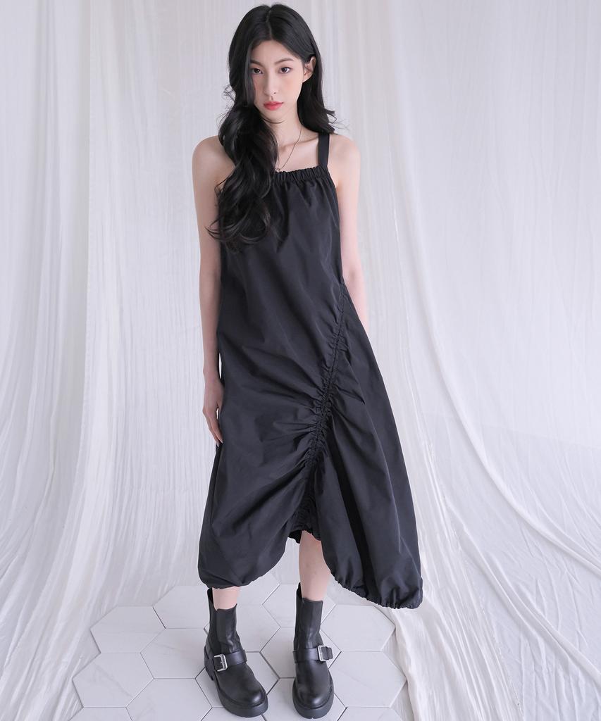Urban Dress Shell Wrinkle Long Onepiece - 3Col