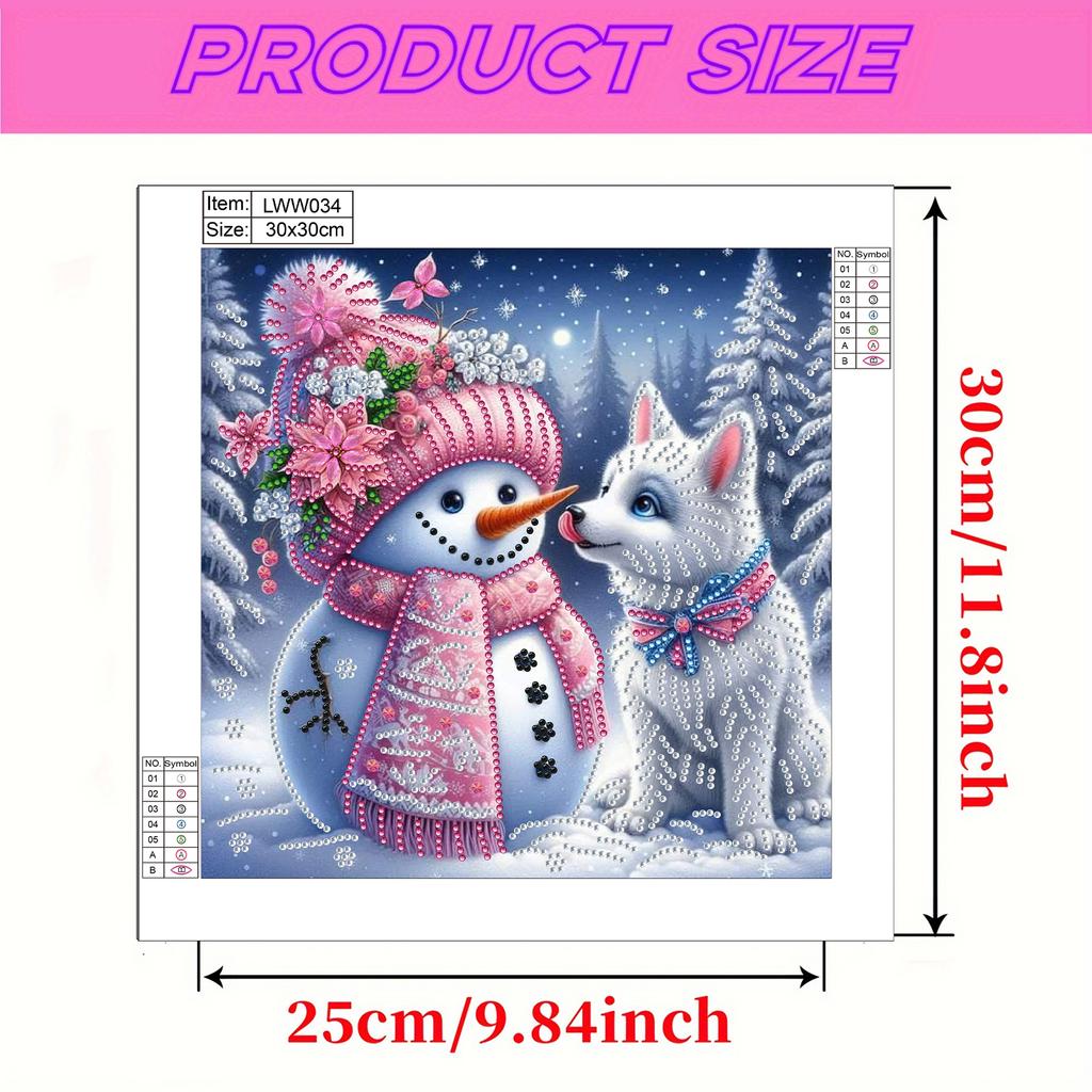 Snowman 5D DIY Diamond Art Painting Kit for Home Wall Decoration Special Shape Partial Drill Dimond Art Painting 30x30cm
