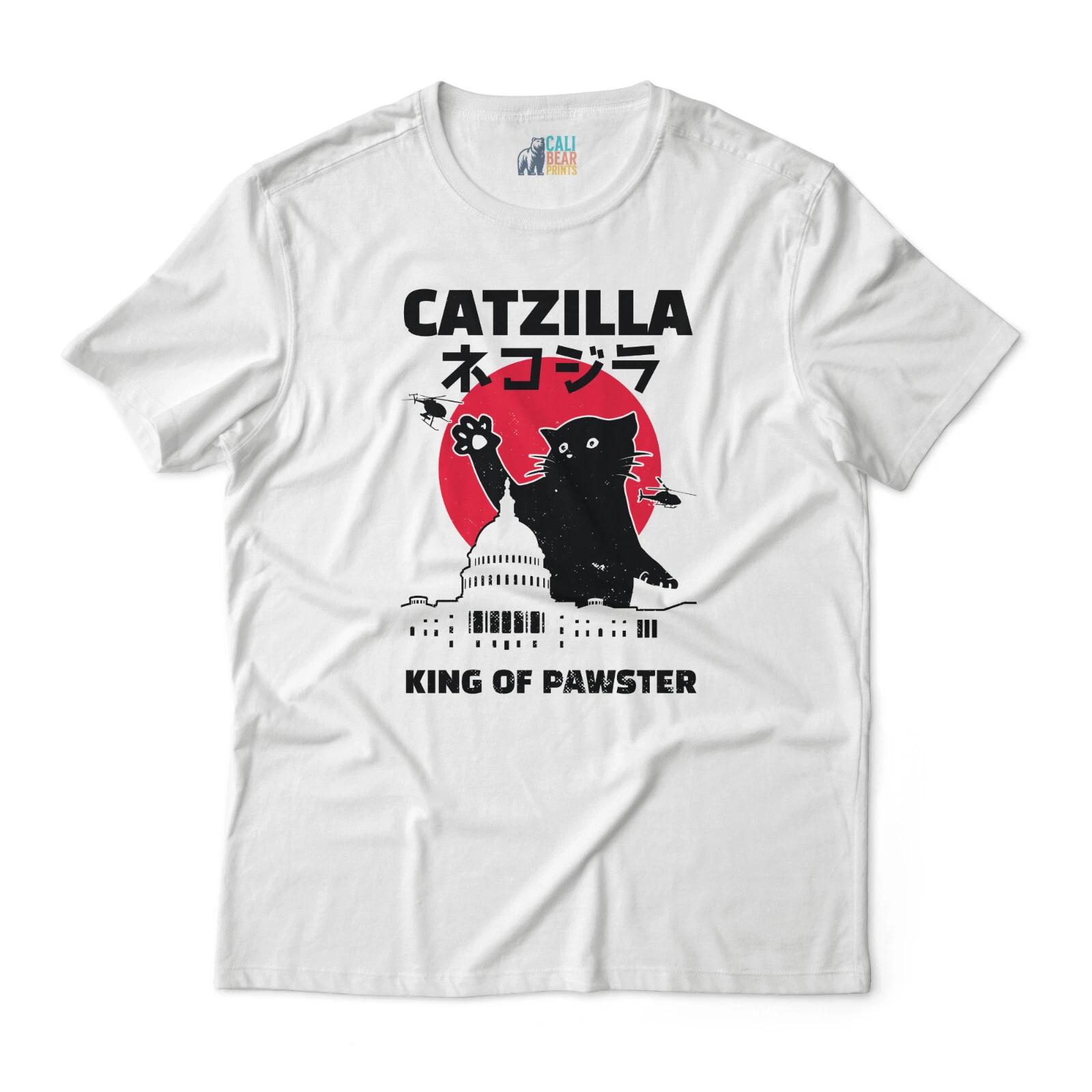 Fun “CATZILLA” Graphic T shirt - King of Pawster, Black Cat Godzilla Design L