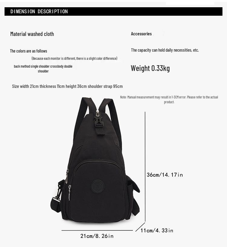 Korean Style Women's Multifunctional Nylon Chest Bag & Waterproof Travel Backpack