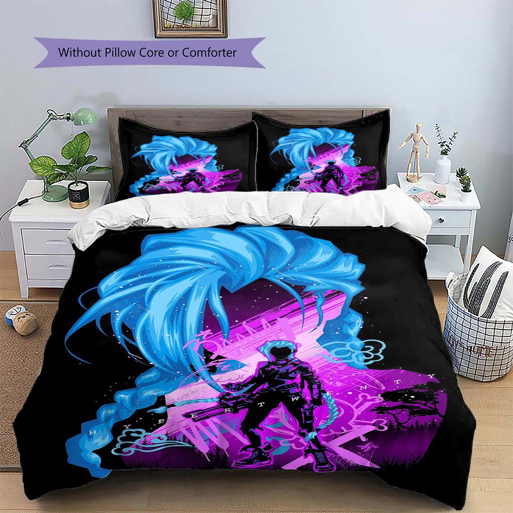 Jinx Pattern Bedding,Quilt Set Quilt Cover Pillowcase Home Birthday Gift (1 * Duvet Cover + 2 * Pillowcase, Without Core)