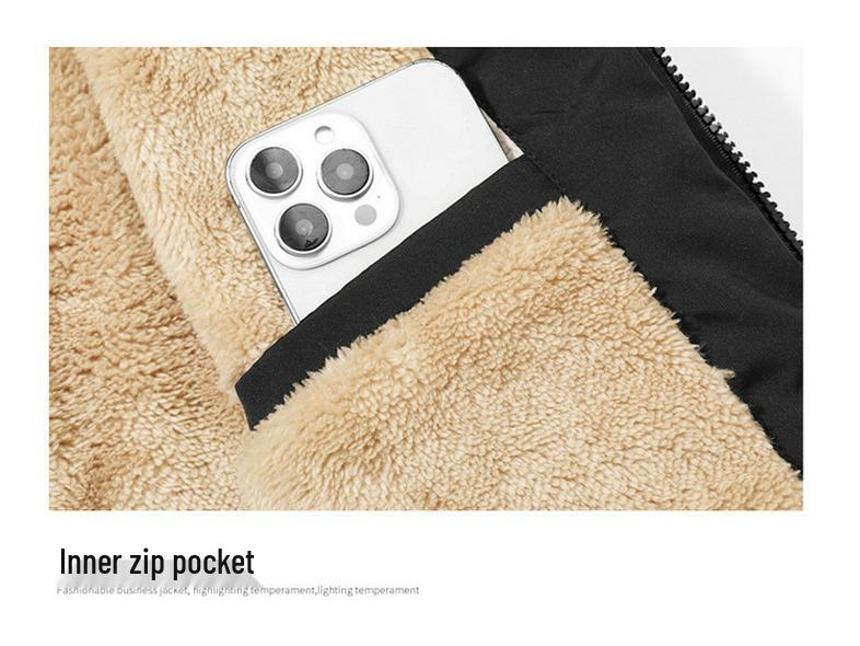 Men's Winter Fleece-Lined Stand Collar Jacket: Warm, Thick, Casual Fashion for Middle-Aged