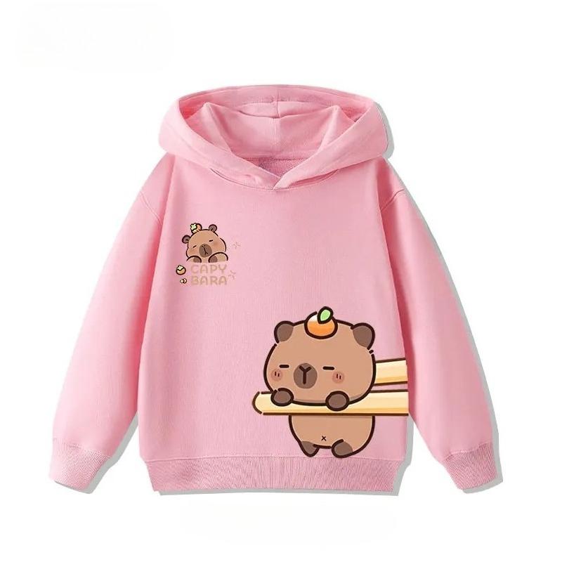 Children's Cartoon Adorable Capibara Autumn Fashion Boys Girls Loose Outdoor Street Kids Hoodies
