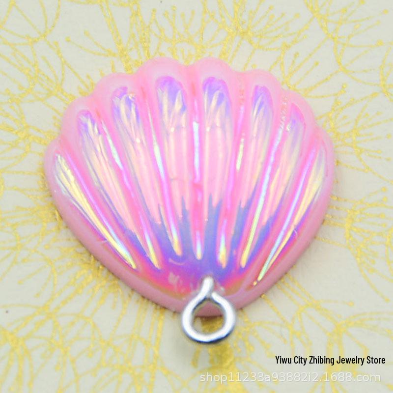 Iridescent Plated Shell Earrings & Keychain Charms - Ocean Series Resin Jewelry Accessories розовый