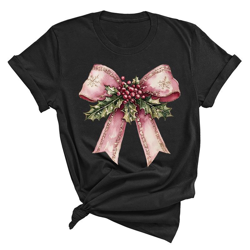 Christmas Printed Fashionable Women's T-shirt Christmas Trend Pure Cotton Casual Sportswear T-Shirts Women’s