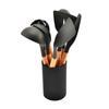 Silicone World Cooking Kitchenware Tool Silicone Utensils With Wooden Multifunction Handle Non-Stick Spatula  Spoon Brush