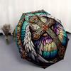 Stained Angel Wings Cross Art PrintUmbrella, Portable 3-Fold Compact Umbrella,Christmas Gift ES634