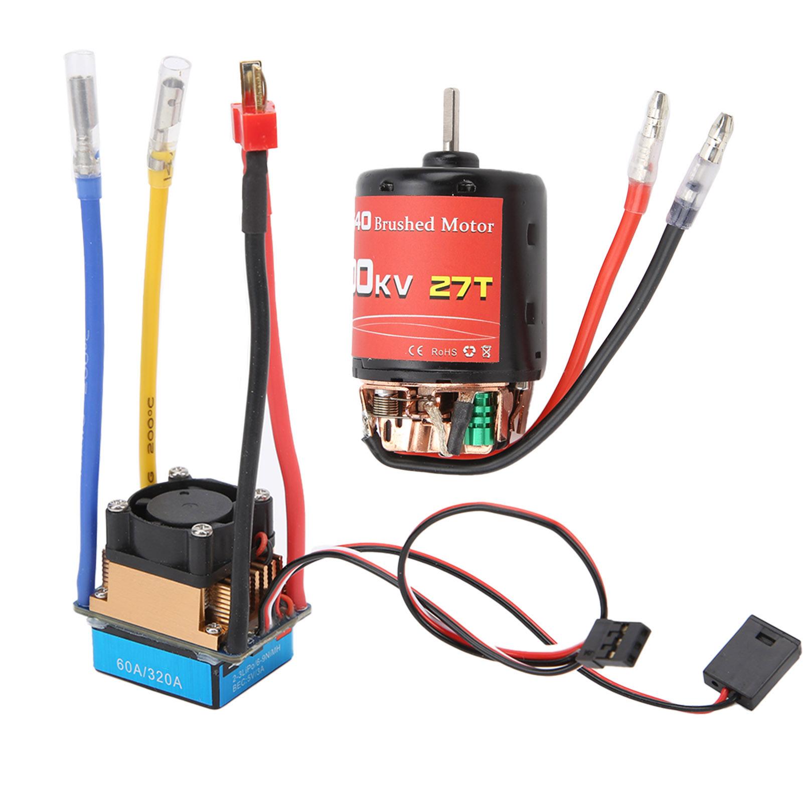 

Водонепроникний двигун 540 16800KV з двостороннім регулятором швидкості 60A, вбудованим вентилятором охолодження, гальмом для радіокерованої машини 110 масштабу