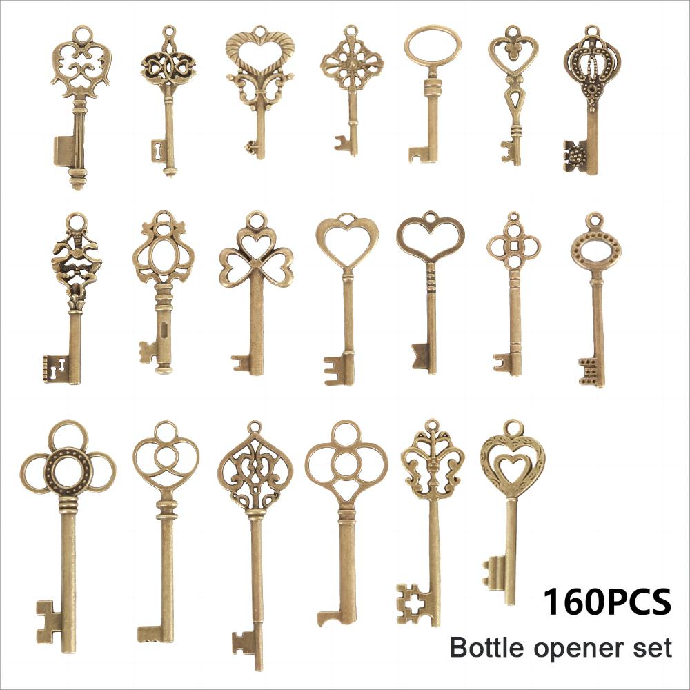 40 ks Otevírák na klíče Barva mědi Kostlivý klíč Otevírák na pivo s personalizovanými samolepicími kartičkami dárek pro svatbu Zásnubní párty