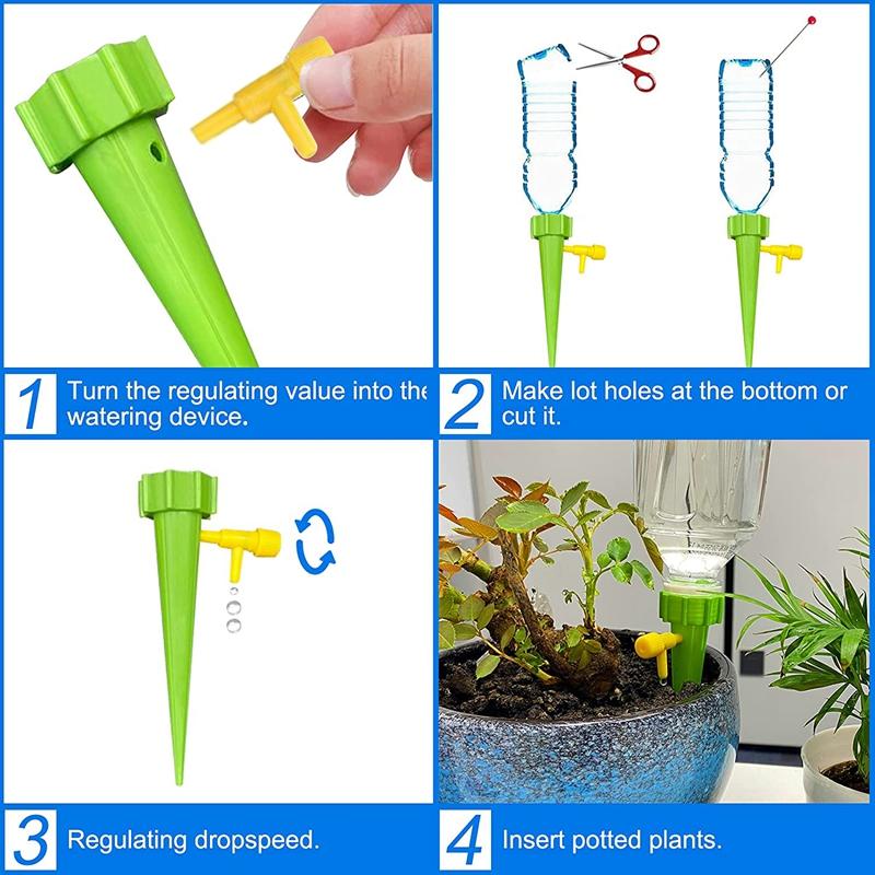 10pcs Adjustable Water Flow Waterer with Switch Valve, Drip Irrigation Lazy Automatic Waterer, Balcony Pottery Dripping God Tool