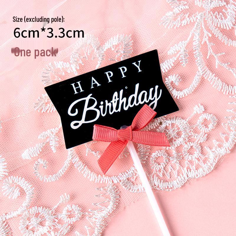 Writable Birthday Cake Decoration Bow with Blessings Card