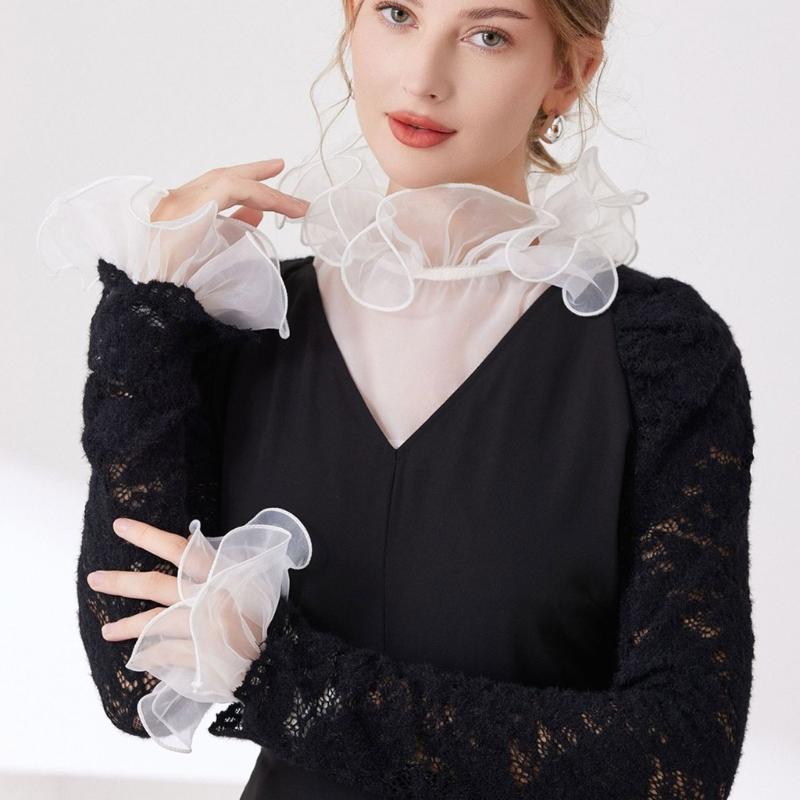 Elegant Wrinkles Resistant Neckpiece Decorative Polyester Trim Half Shirts False Collar For Dresses Shirts Prom Event