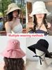 Breathable Solid Color Bucket Hat Large Brim Sun Protection Adjustable Strap Minimalist Japanese Style Summer Sun Hat For Women