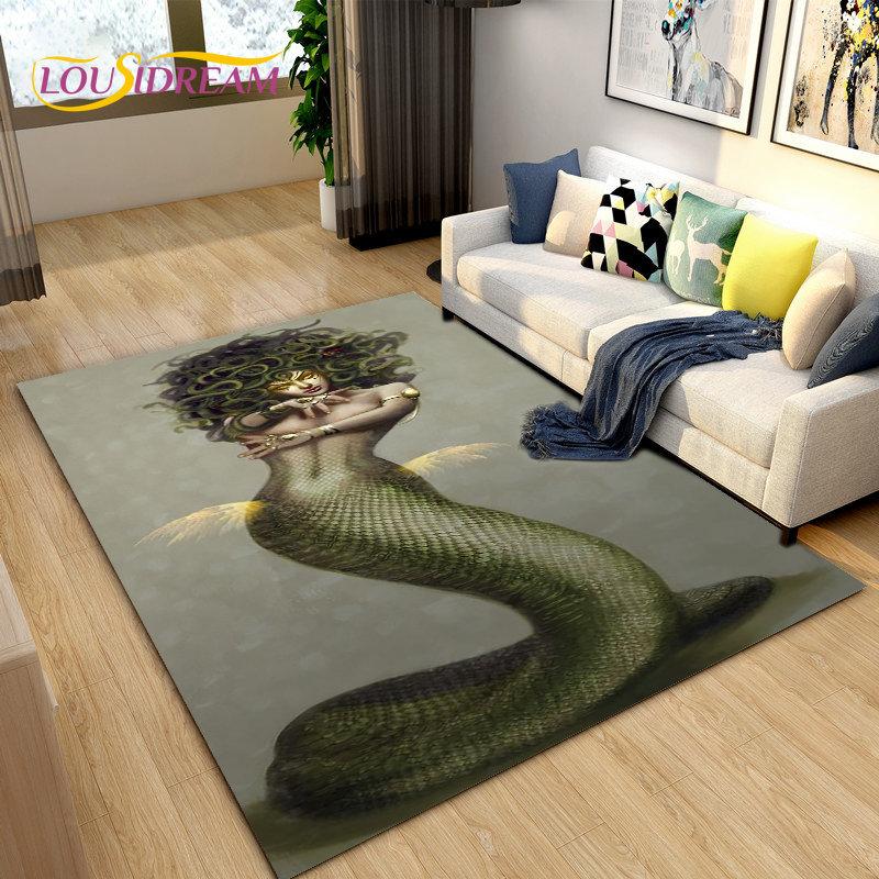 3D Medusa Snake Gorgon Area Rug Large,Carpet Rug for Living Room Bedroom Sofa Doormat Decoration,kids Play Non-slip Floor Mat